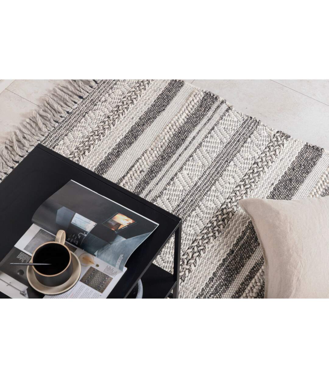 Tapis Déco en Laine Alwar 170x240cm Gris Foncé-4