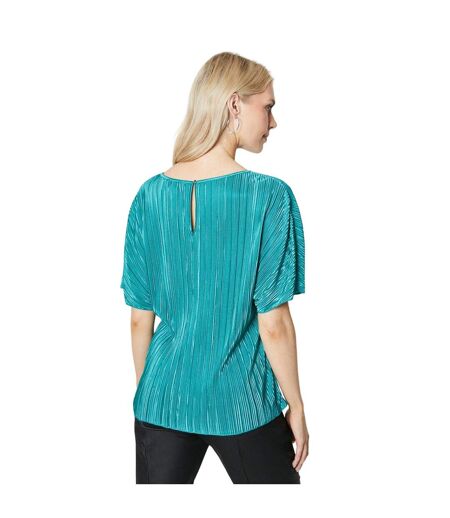 Womens/ladies plisse short-sleeved top green Principles