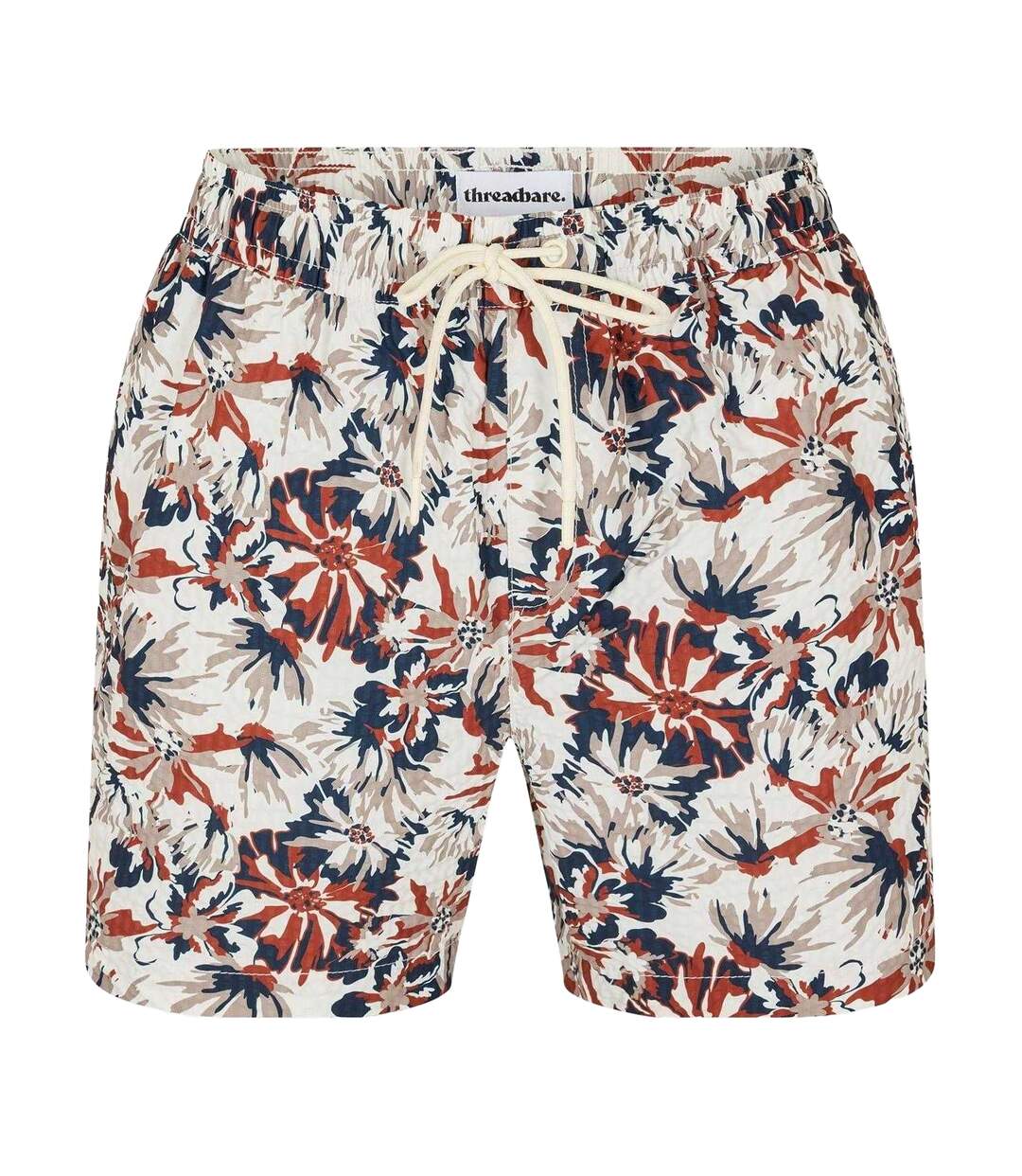 Short De Bain Motif/style Tropical Homme Crème Threadbare-1