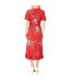 Robe Portefeuille Manches Volantées Motif/style Floral Femme Rouge Mela London-3