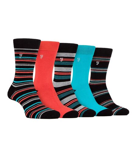 5 Pack Mens Bamboo Bright Striped Patterned Socks