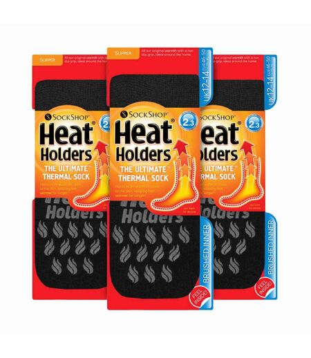 3 Pairs Multipack Mens Slipper Socks with Grips | Non-Slip Thermal Socks