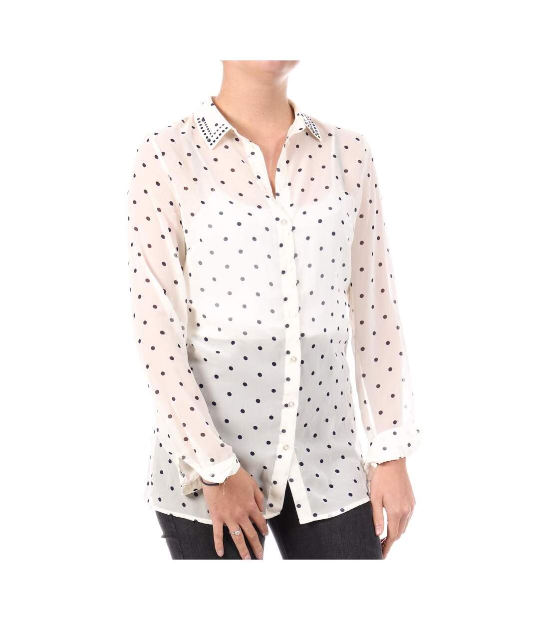 Chemise blanche/noir femme guess w1rh09w70q0-1