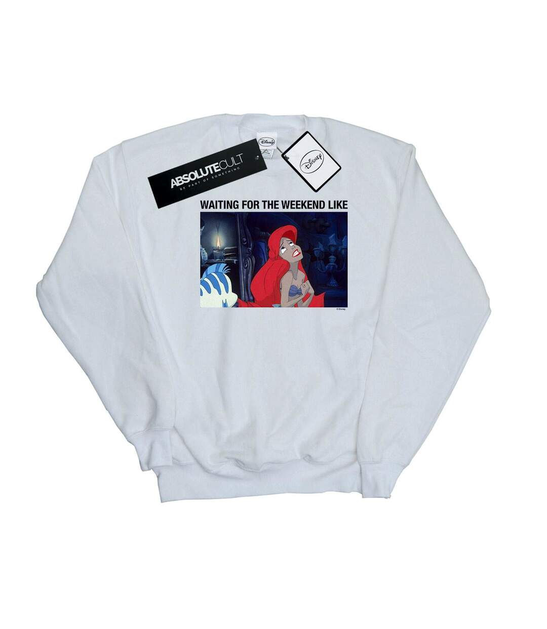 Disney - Sweat THE LITTLE MERMAID WAITING FOR THE WEEKEND - Femme (Blanc) - UTBI12839-1
