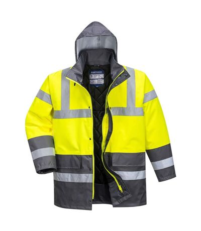 Portwest Mens Contrast Hi-Vis Winter Traffic Jacket (Yellow/Gray) - UTPW775