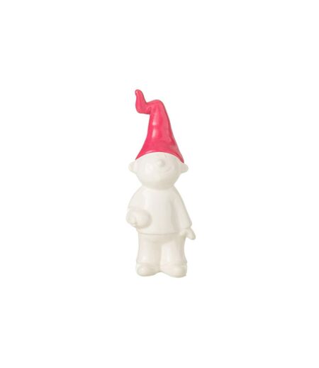 Statuette Déco Nain 29cm Blanc & Fuchsia