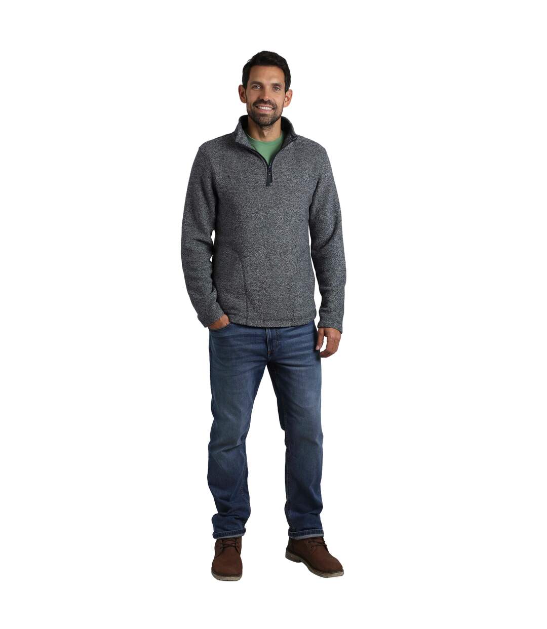 Mens laramie snow marl quarter zip fleece navy Weird Fish-4