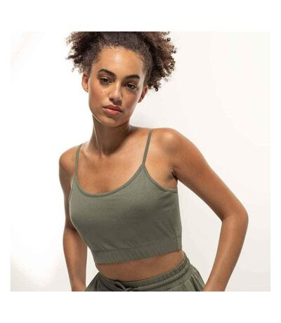 Womens/ladies Sustainable Cropped Camisole Khaki SF