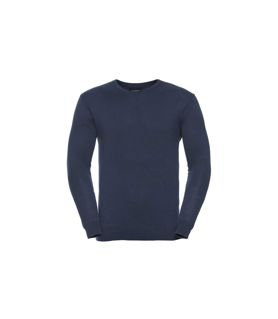 Mens cotton acrylic v neck sweatshirt french navy Russell Collection