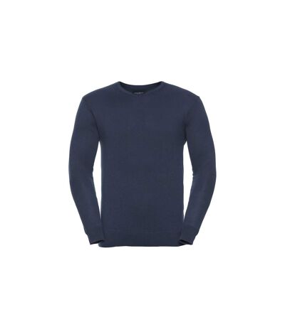 Russell Collection Mens Cotton Acrylic V Neck Sweatshirt (French Navy) - UTPC5749