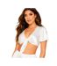 Womens/ladies Satin Cropped Pyjama Top Ivory Missy Empire-2