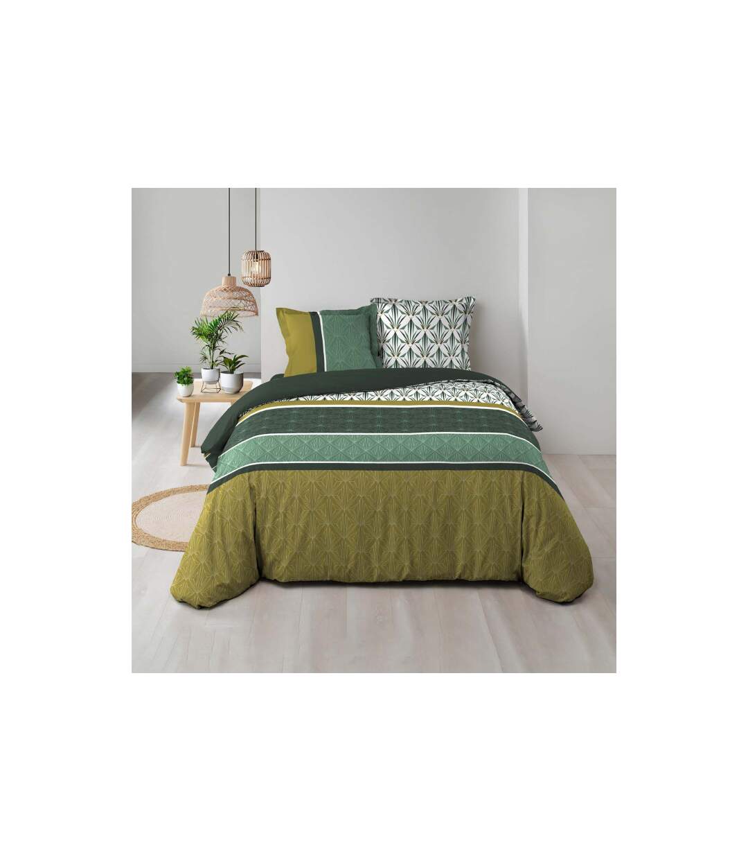 Parure de Lit 3 Pièces Bogota 240x220cm Vert-2