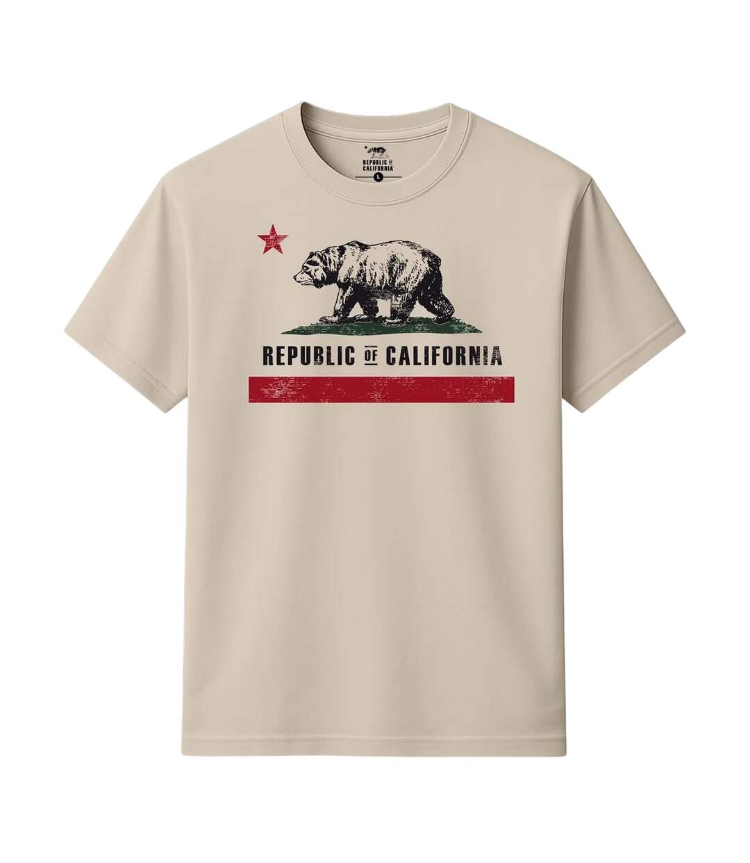 T-shirt Motif/style Imprimé Graphique Old Flag Homme Blanc Cassé Republic Of California-1