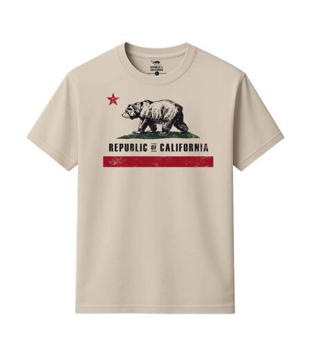 T-shirt Motif/style Imprimé Graphique Old Flag Homme Blanc Cassé Republic Of California