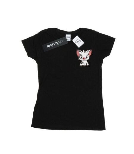 Disney Femme/Les femmes Moana Pua The Pig - T-shirt en coton imprimé poitrine (Noir) - UTBI33999