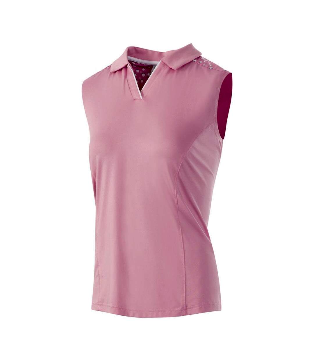 Polo golf femme rose / blanc Island Green-1