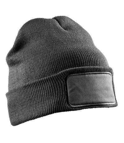 Unisex adult double knit printer patch beanie grey Result Winter Essentials