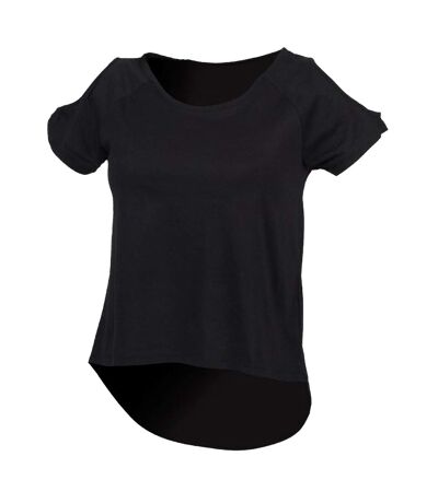 SF Womens/Ladies Plain Short Sleeve T-Shirt With Drop Detail (Black) - UTRW2841