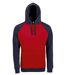 Sweat shirt à capuche poche kangourou unisexe - 02998 - rouge et navy - bicolore