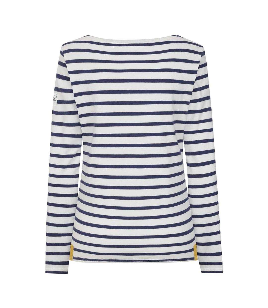 Womens/ladies Breton Contrast Striped Long-sleeved T-shirt Chalk Lazy Jacks-2