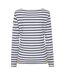 Womens/ladies Breton Contrast Striped Long-sleeved T-shirt Chalk Lazy Jacks-2