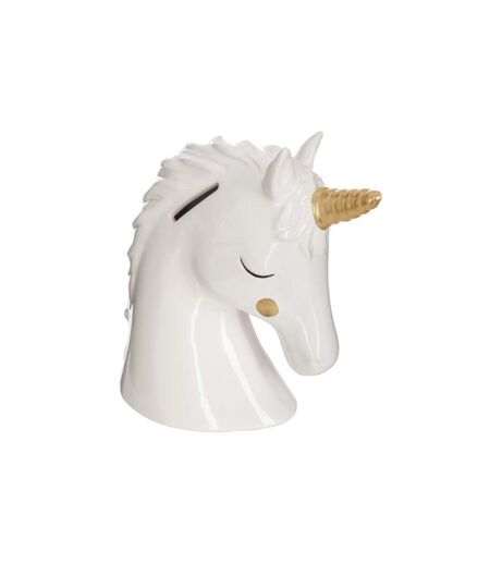 Tirelire Déco Licorne 18cm Blanc