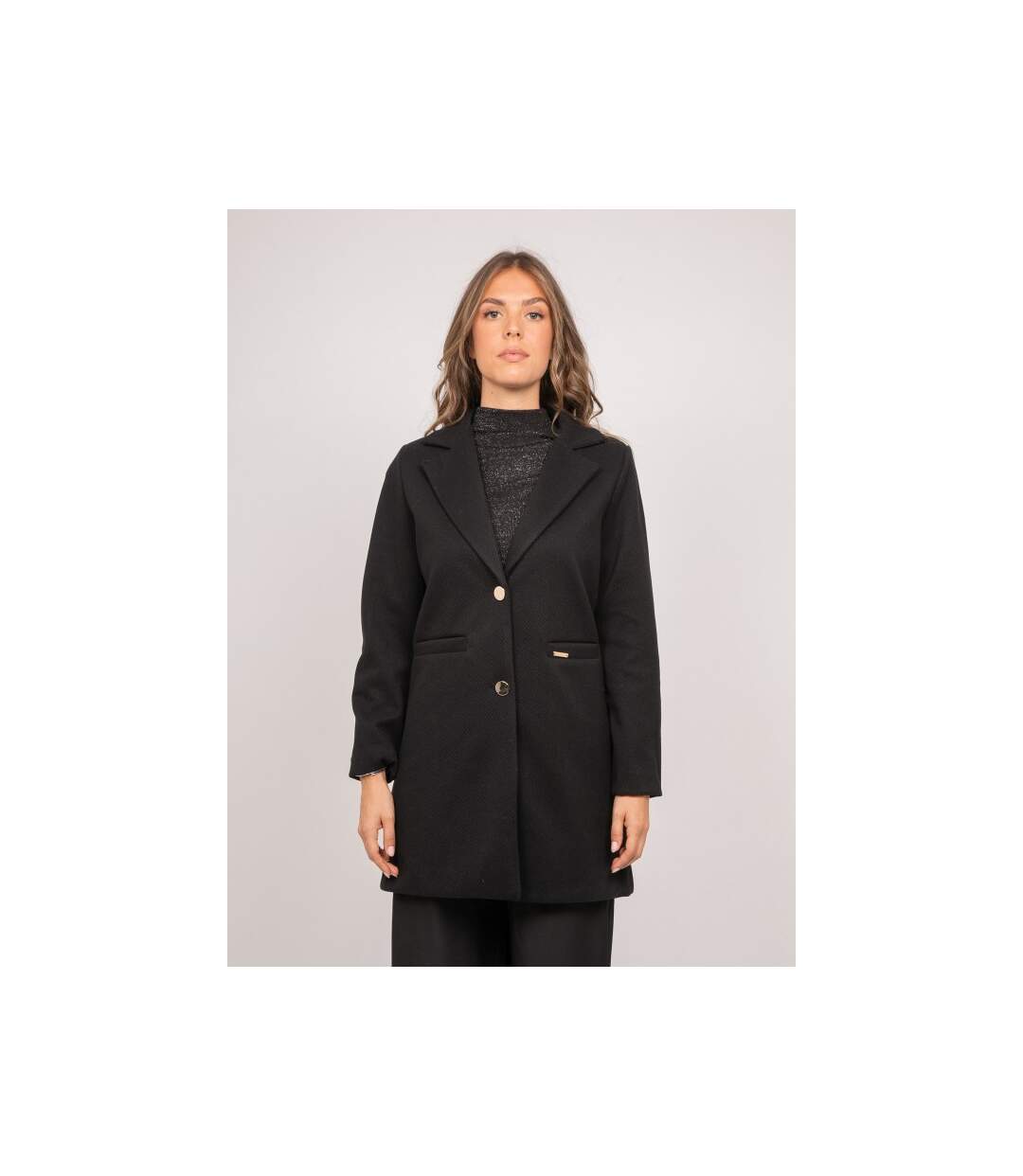 Manteau mi-long col tailleur boutons dorés ULTEMA - Dona X Lisa-1
