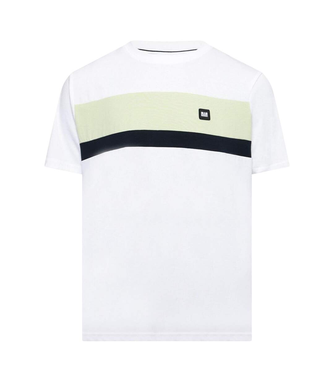Mens Crossword Chest Stripe Regular T-shirt White Peppermint Navy Weekend Offender-2