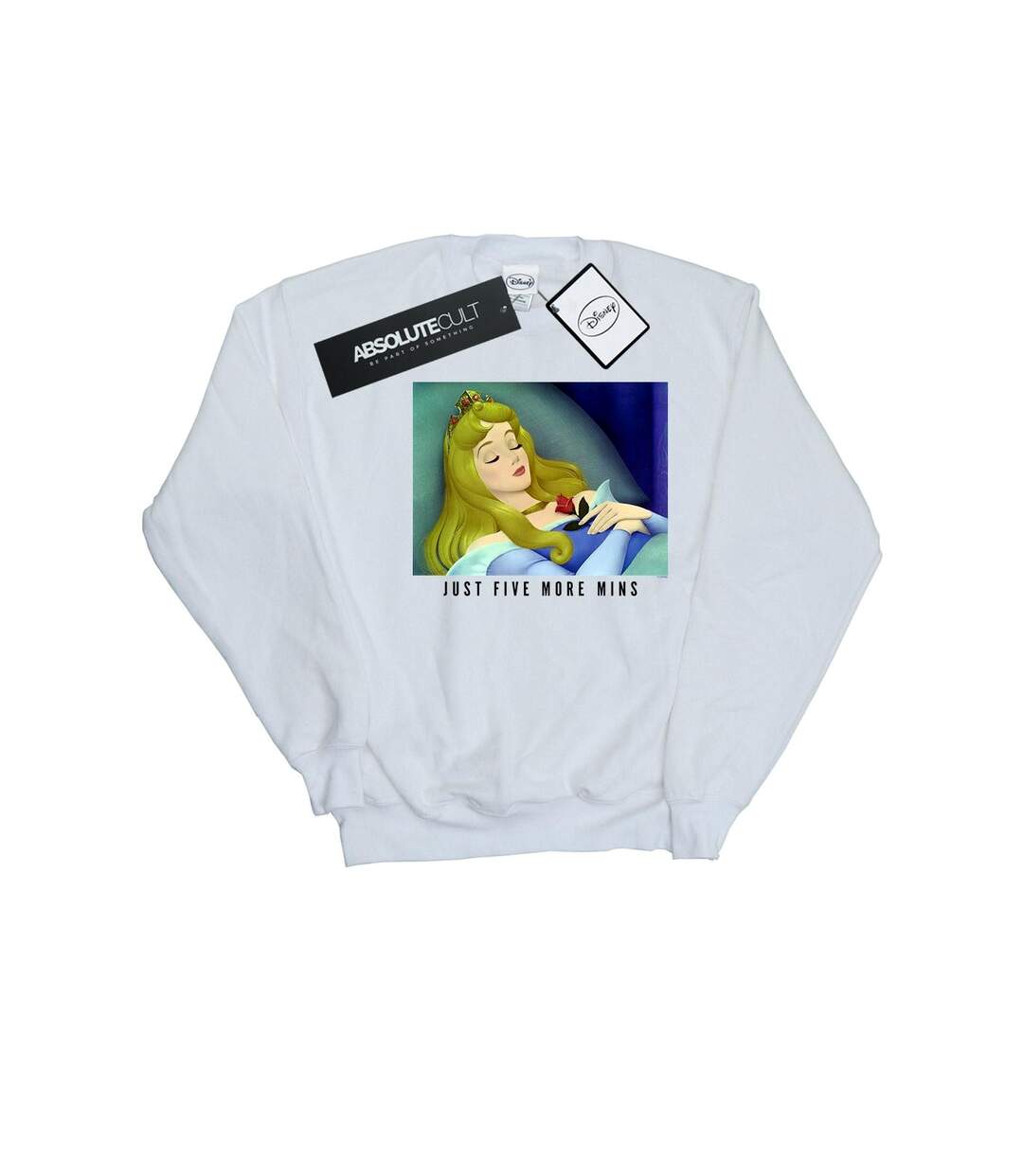 Disney Princess - Sweat SLEEPING BEAUTY FIVE MORE MINUTES - Femme (Blanc) - UTBI32910-1