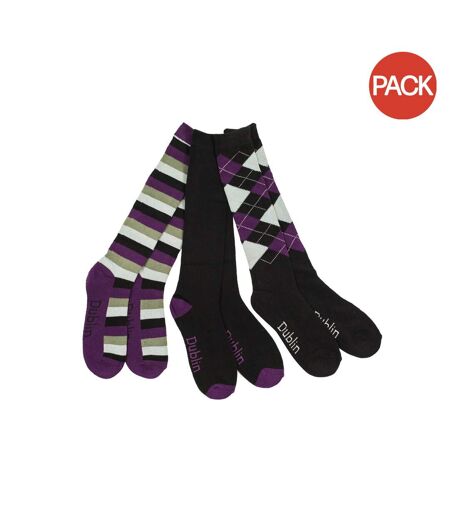 Chaussettes hauteur genoux adulte noir / violet / gris Dublin