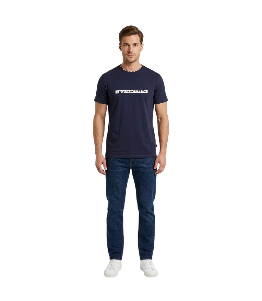 Mens Lettering T-shirt Navy Aquascutum-1