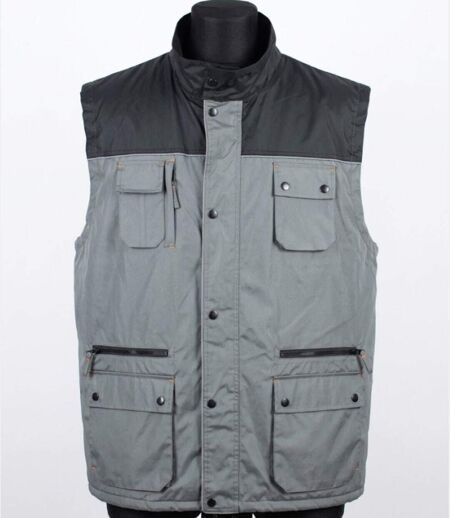 WORKER SH1034 IMPERMÉABLE — Gilet sans manches gris et noir : étanchéité totale et confort polaire