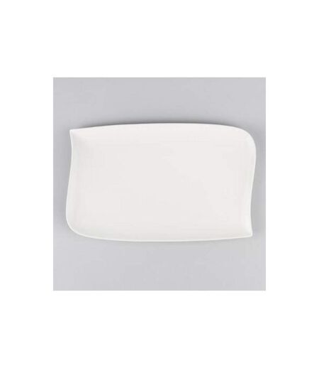 Lot de 6 Assiettes Plates Rectangulaire Vague  33cm Blanc
