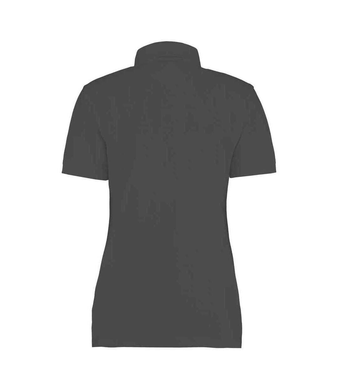 Womens/ladies klassic pique polo shirt charcoal Kustom Kit-2