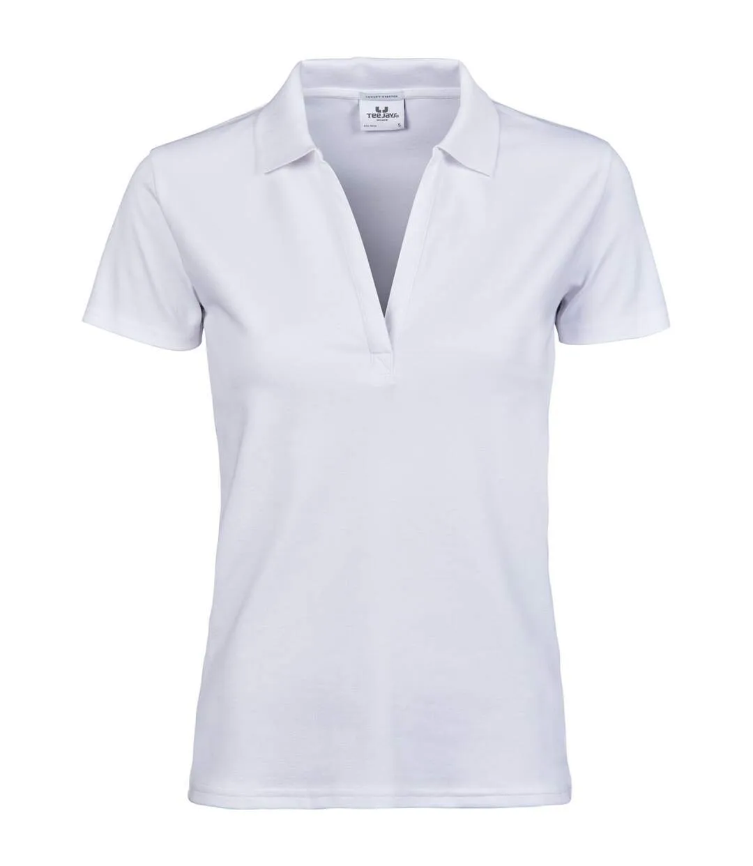 Womens/ladies Luxury Stretch Polo Shirt White Tee Jays-1