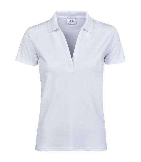 Womens/ladies Luxury Stretch Polo Shirt White Tee Jays