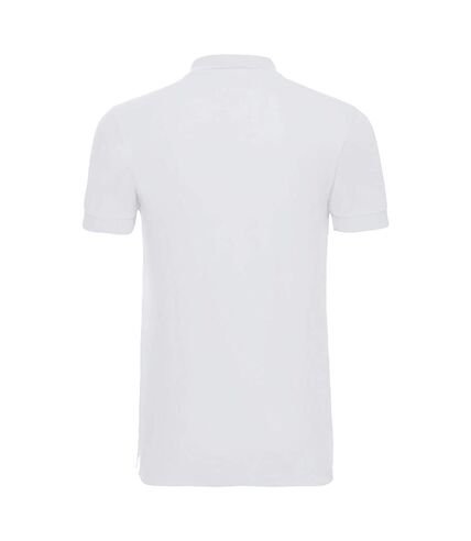 Russell Mens Stretch Short Sleeve Polo Shirt (White)