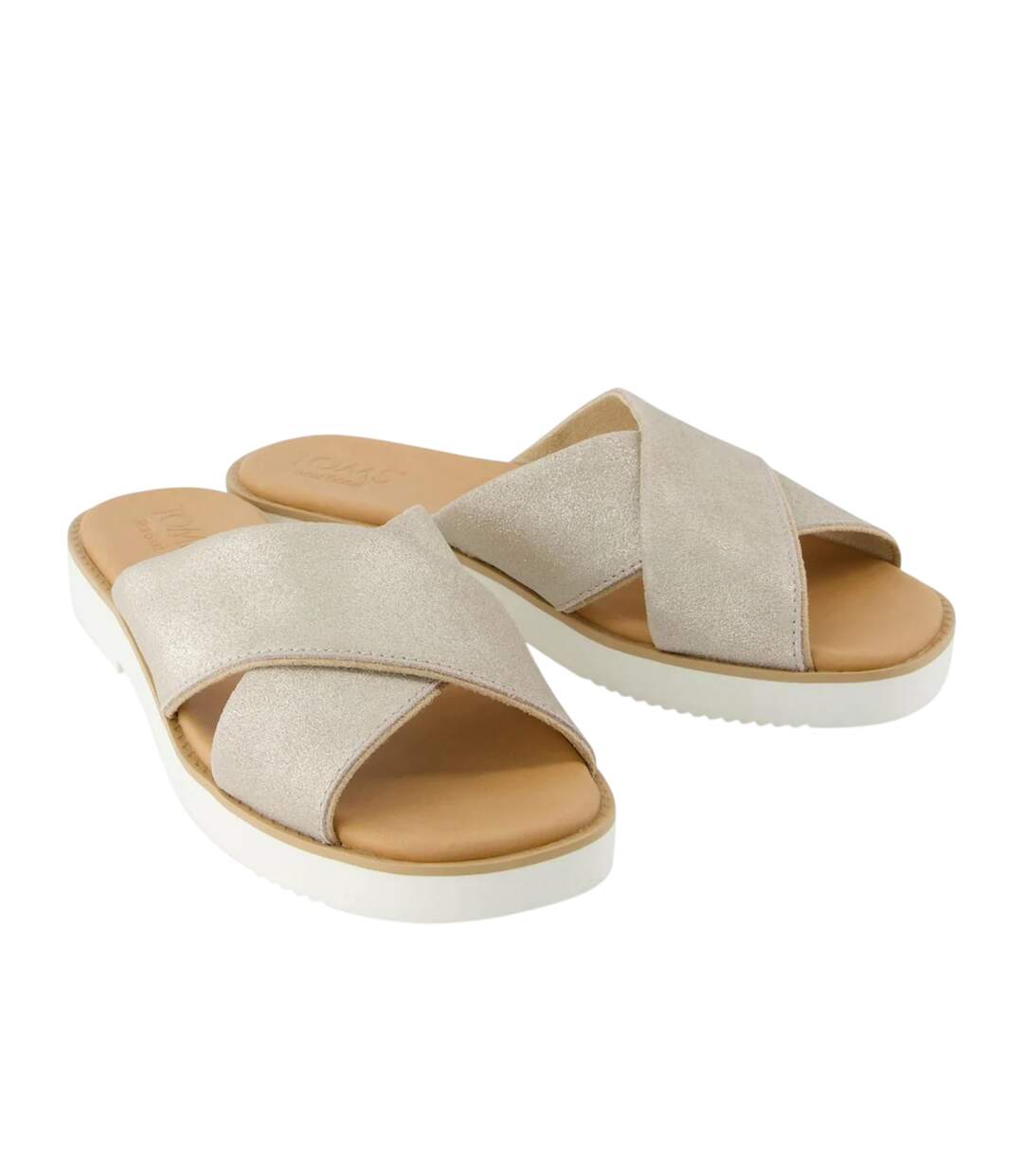 Womens/ladies Mae Crossover Strap Sliders Silver Toms-4