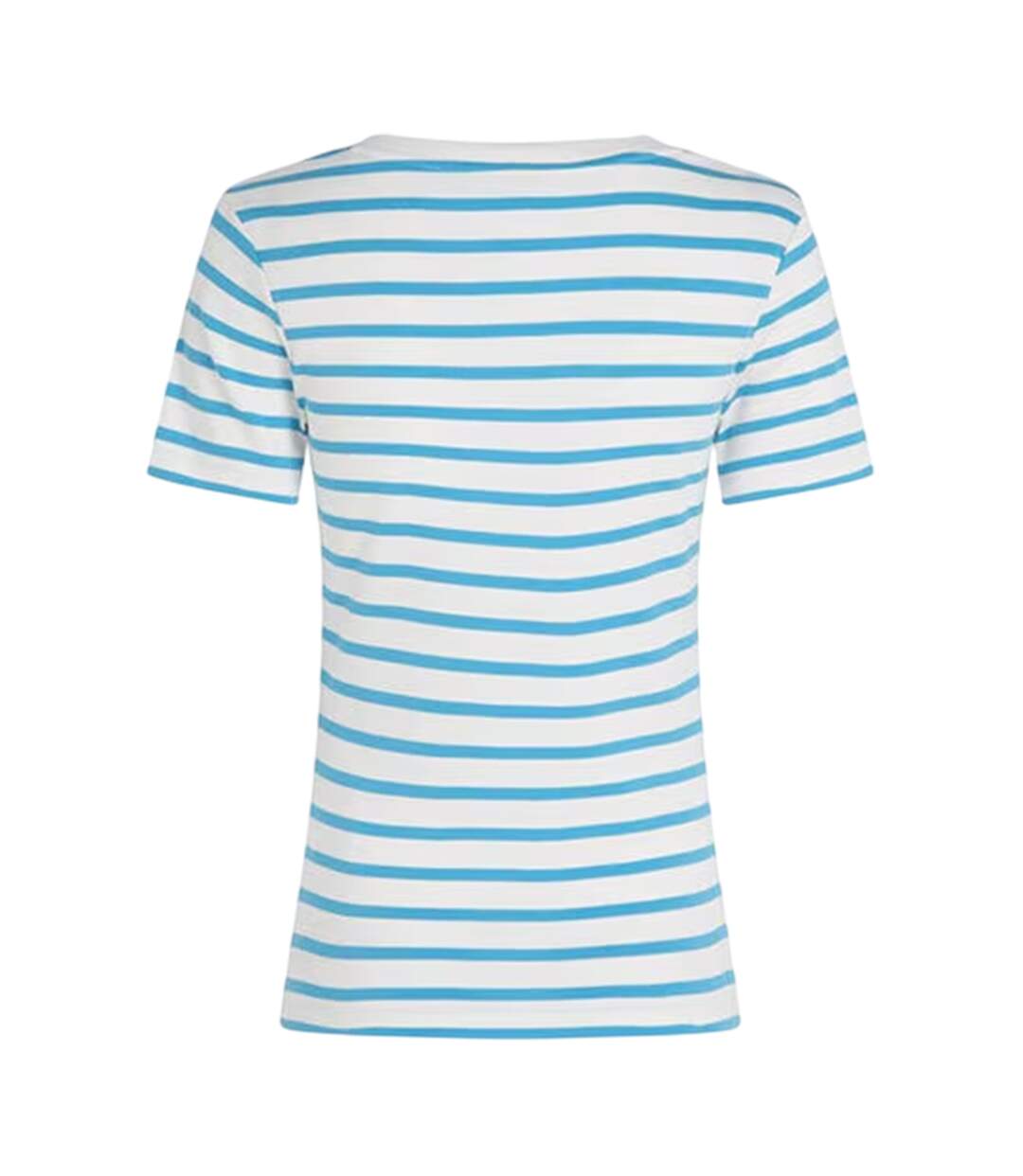 Womens/ladies Striped Cotton T-shirt Ecru Blue Tommy Hilfiger-3