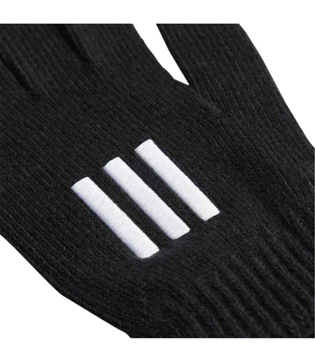 Mens Cond Knitted 3 Stripes Gloves Black White Adidas