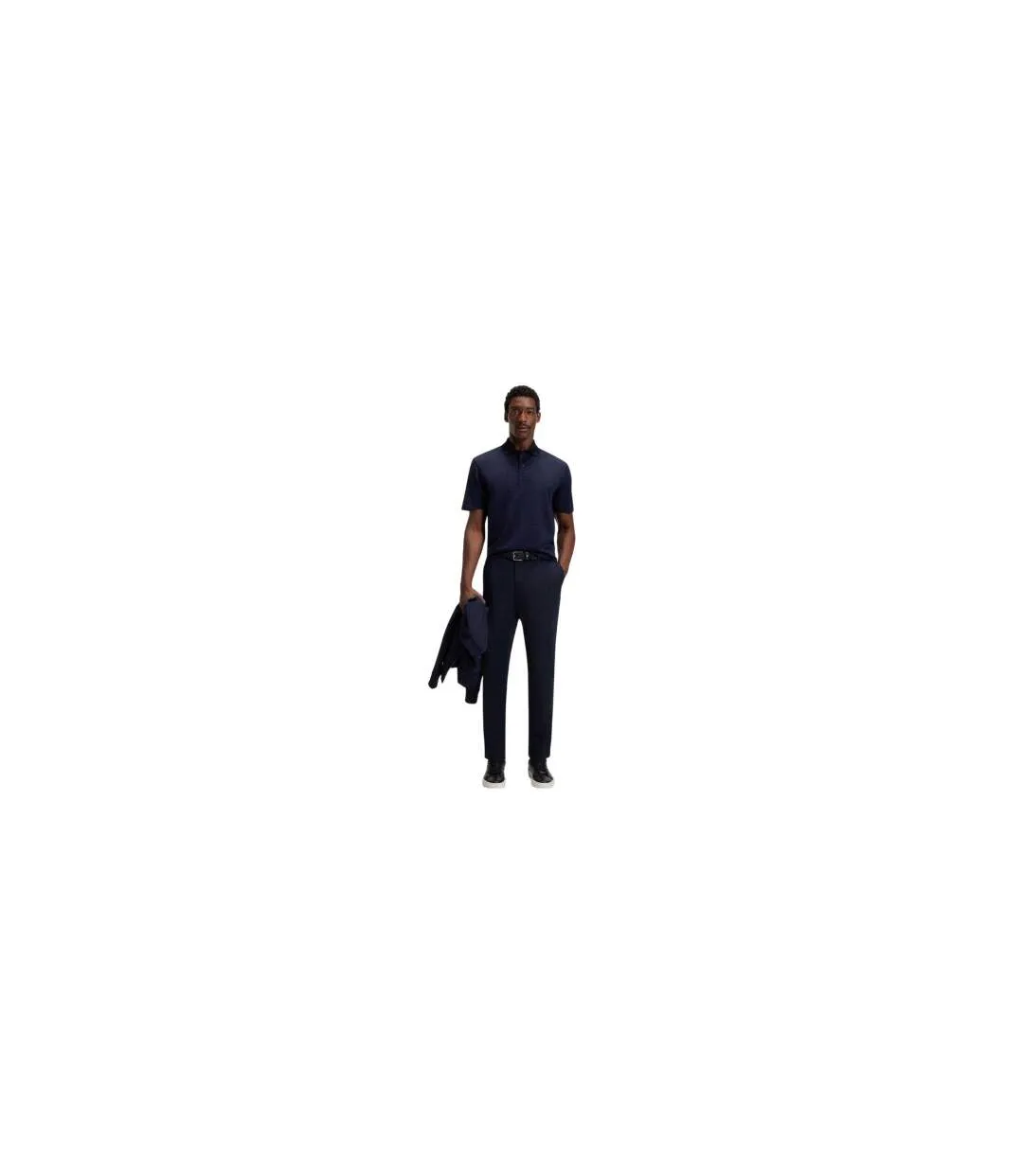 Mens Parris 102 Mercerised Cotton Polo Shirt Dark Blue Boss-1