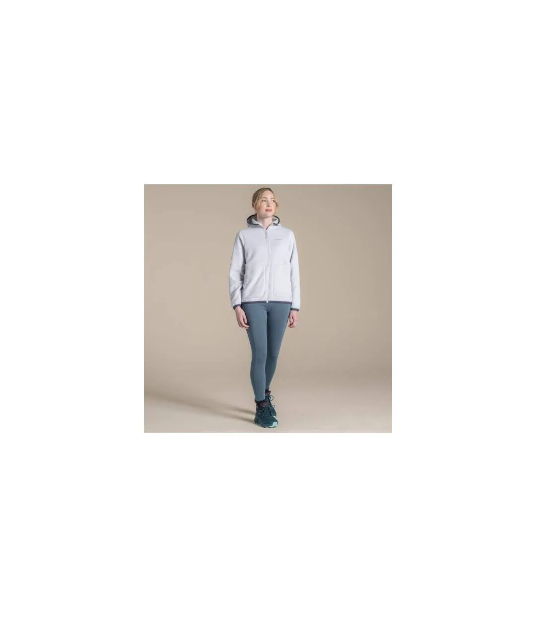 Womens/ladies Telesto Hooded Fleece Jacket Lunar Grey Craghoppers-1