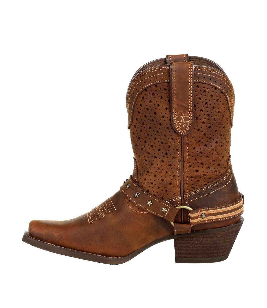 Womens/ladies crush full grain leather shortie cowboy boots bomber brown Durango-3
