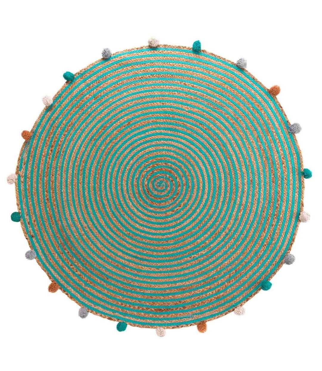 Tapis Enfant à Pompons Déco Baloo 90cm Vert-1