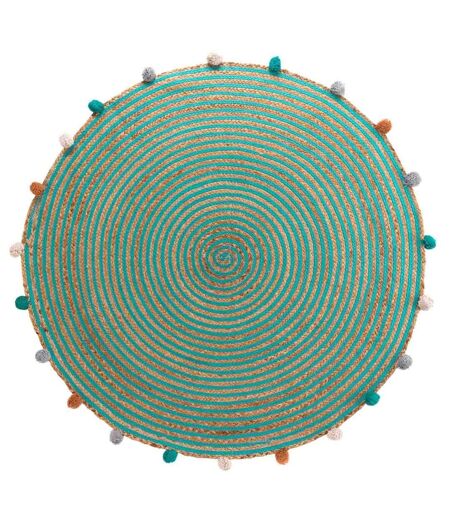 Tapis Enfant à Pompons Déco Baloo 90cm Vert