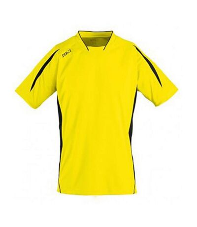 SOLS Mens Maracana 2 Short Sleeve Scoccer T-Shirt (Lemon/Black) - UTPC2810