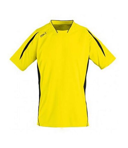 SOLS Mens Maracana 2 Short Sleeve Scoccer T-Shirt (Lemon/Black)