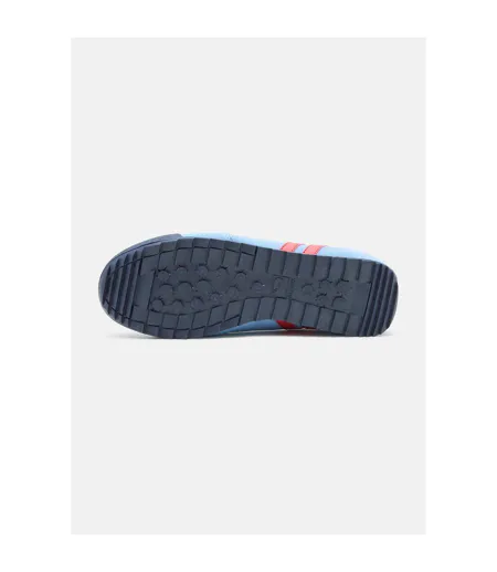 Mens Dijon Suede Running Trainers Sky Blue Red Patrick