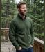 Cardigan Zippé Polaire Tricot Kaki Chiné – Col Montant & Coudières-2