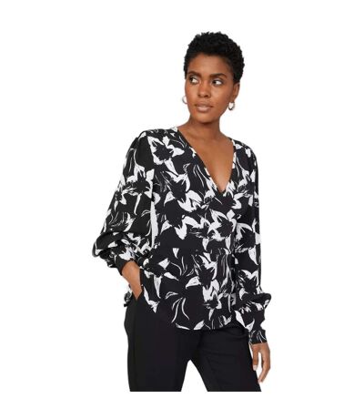 Womens/ladies bodice floral v neck top monochrome Principles
